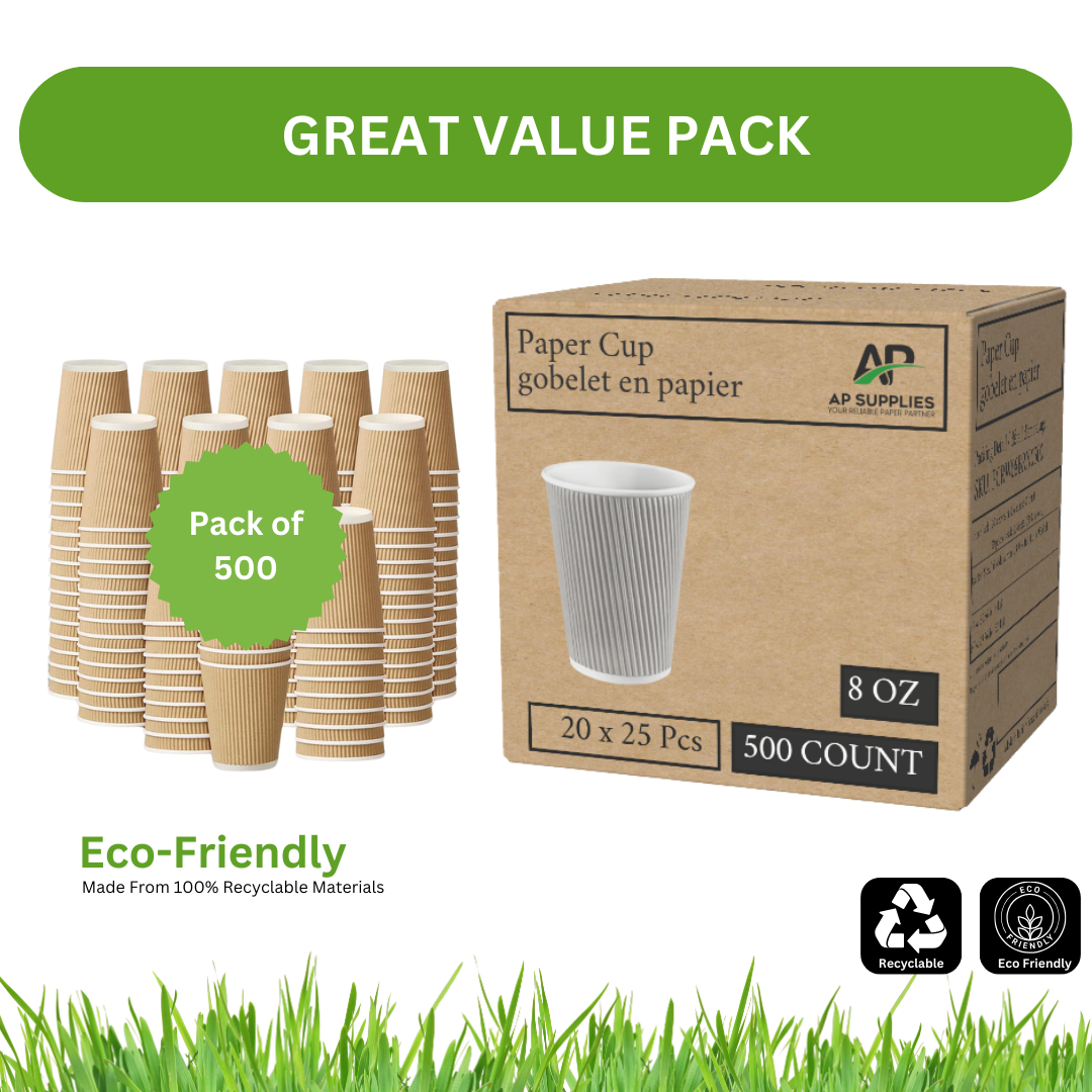 8oz Ripple Wall Paper Cups [Qty: 500/Box]
