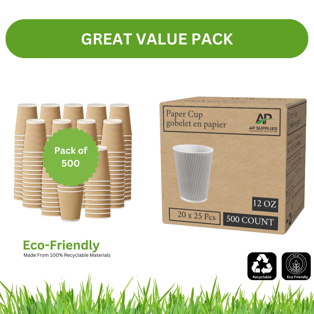 12oz Ripple Wall Paper Cups [Qty: 500/Box]