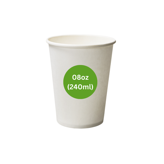 8oz Paper Cups - WHITE [Qty: 1000/Box]