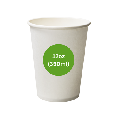 12oz Paper Cups - WHITE [Qty: 1000/Box]