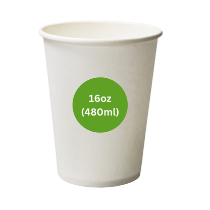 16oz Paper Cups - WHITE [Qty: 1000/Box]